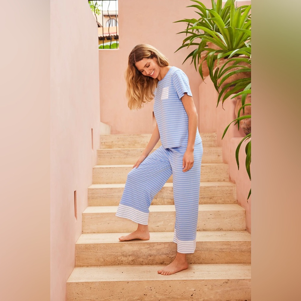 Blue Striped Women's Pajama Set